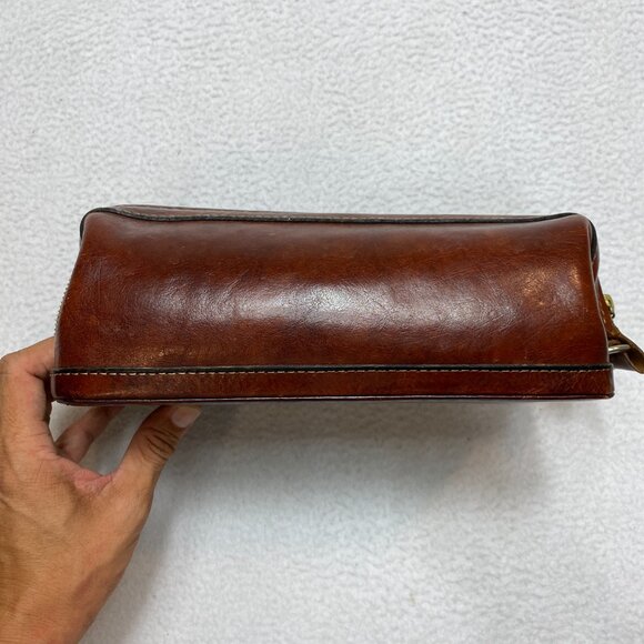 VINTAGE Utili-Kit Leather Bag Mens Brown Leather Travel Case 12" - Picture 3 of 11